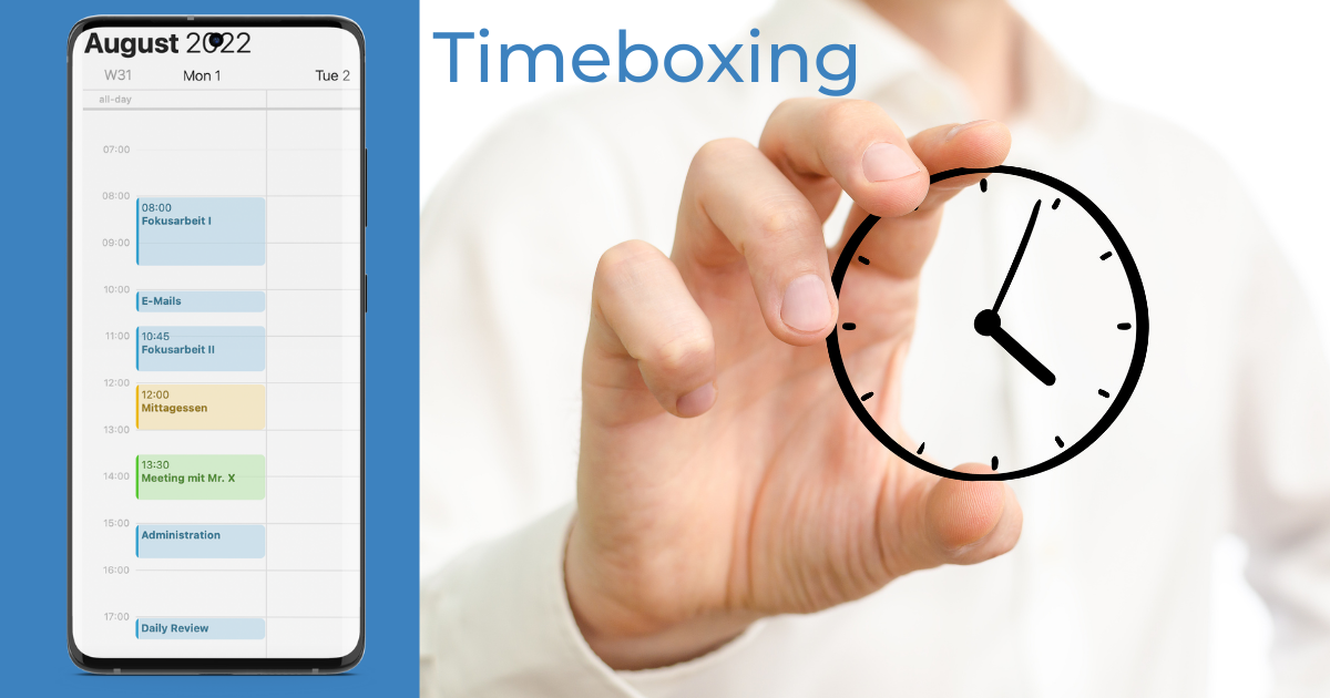 Prokrastination - Mit der Timeboxing Methode und den nun geschätzten Aufgaben, lassen sich Termine im Kalender für die Umsetzung blockieren.